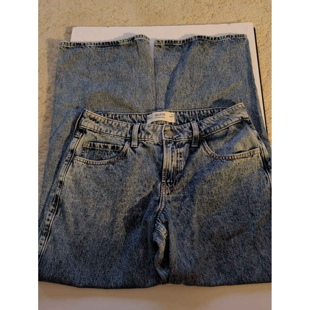 Hollister Low Rise Baggy Jeans Womens 6S W28 Short Acid Wash Blue Denim Cotton